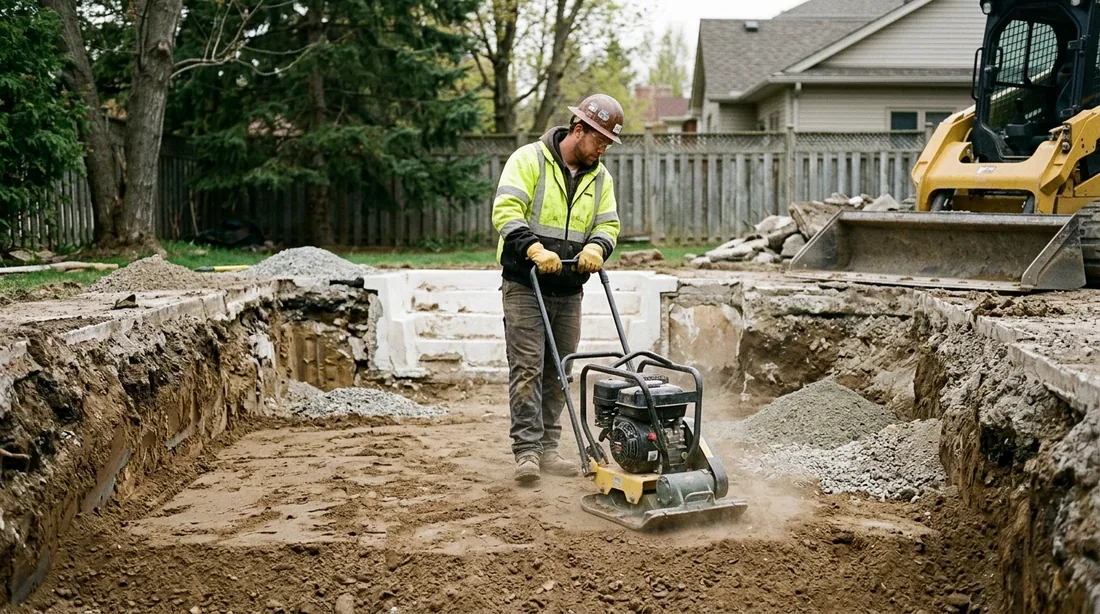 Fill is placed in lifts and mechanically compacted, rather than pushed in loose — Huntsville, AL