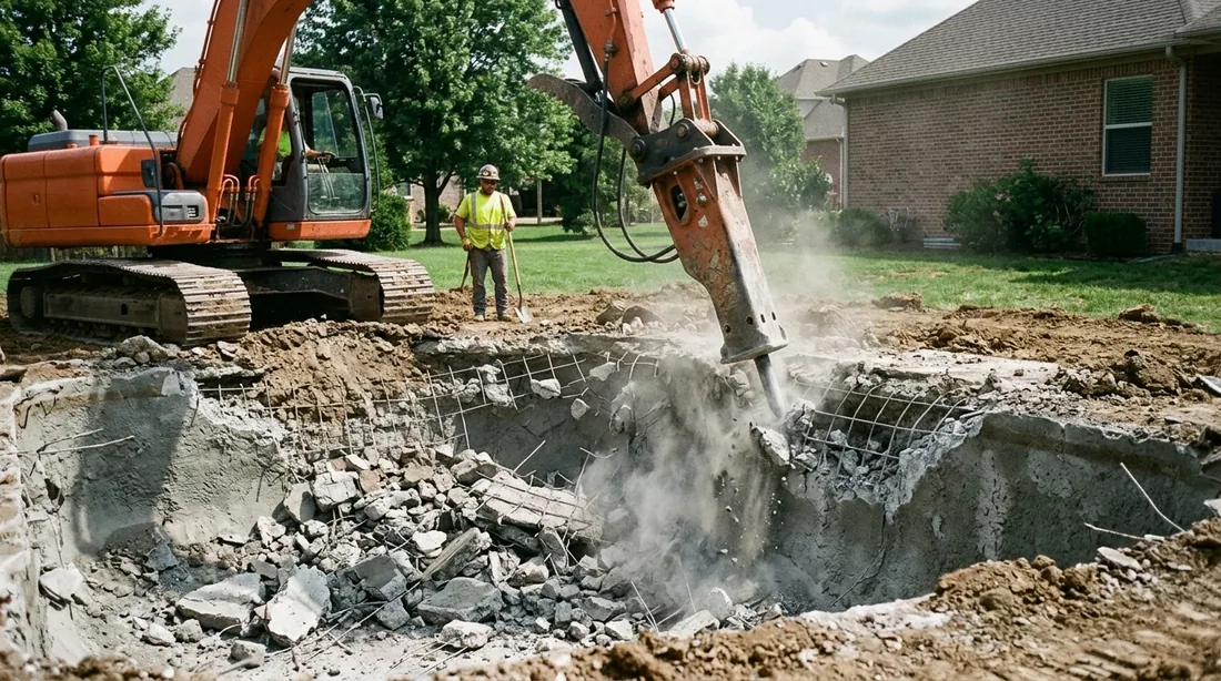 For a partial, the top courses come down and the floor is punctured for drainage — Huntsville, AL